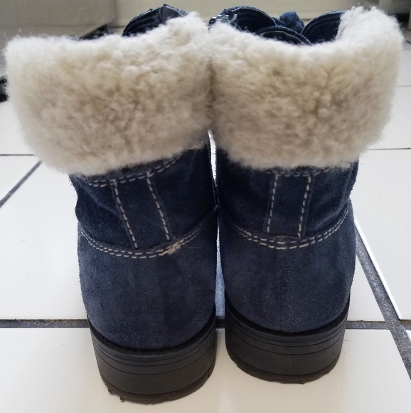 Blue Suede Combat Style Ankle Boots Naturalizer - Picture 4 of 10